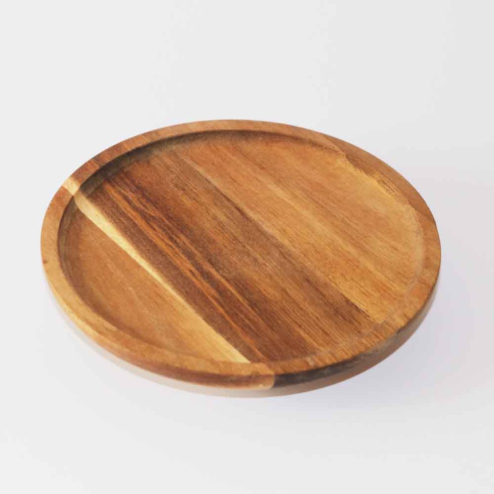 木製トレイ 円形 ディスプレイトレー 飾り台 小物置き 北欧 ナチュラル キッチン リビング 直径20cm、高さ5cm