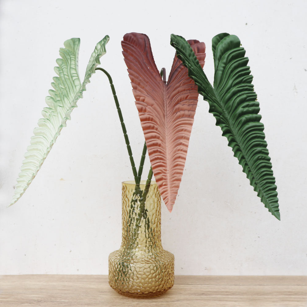 南国風 リーフ造花 フェイクグリーン トロピカルリーフ 人工観葉植物 撮影小物 店舗装飾 ディスプレイ １本　カラー：グリーン