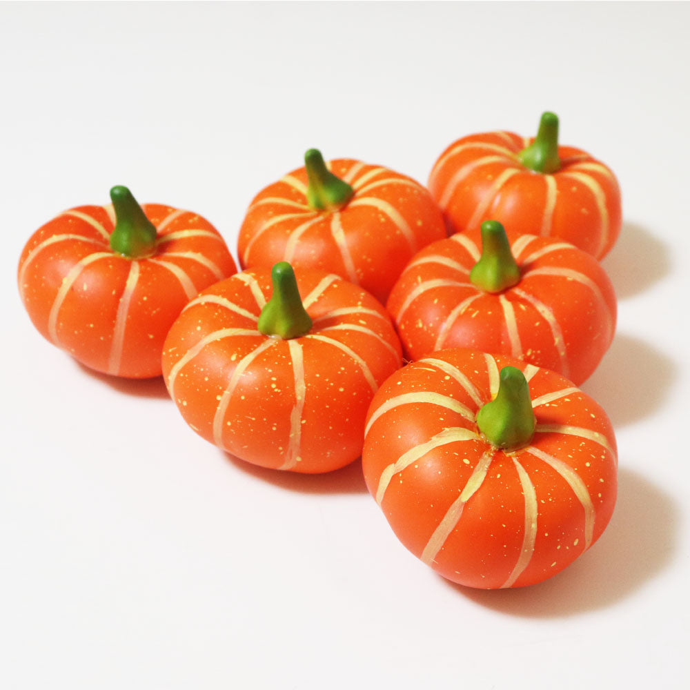 かぼちゃ模型　パンプキン　本物そっくりな果物・野菜模型　6個パック　食品サンプル　カラー：オレンジ