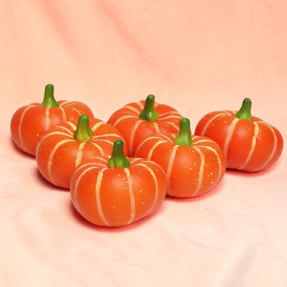 かぼちゃ模型　パンプキン　本物そっくりな果物・野菜模型　6個パック　食品サンプル　カラー：オレンジ