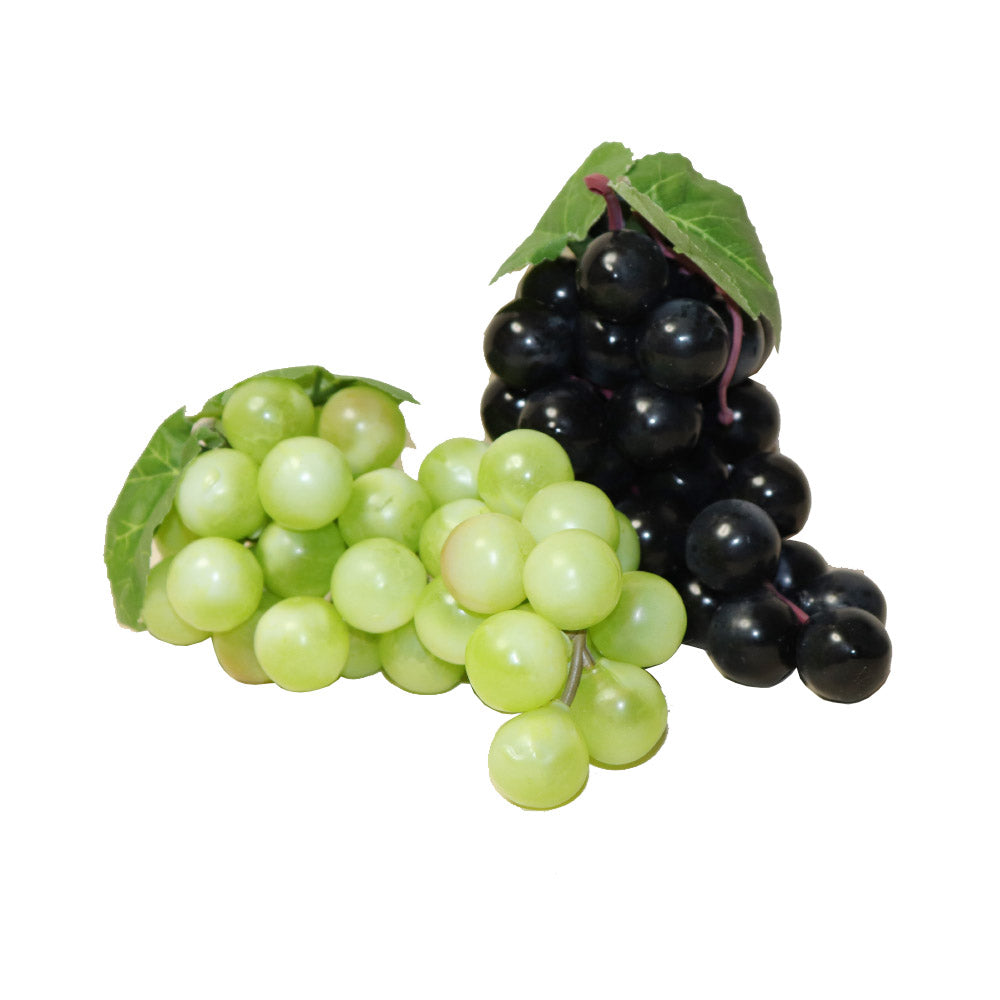 ぶどう　2房セット　長さ16cm　本物そっくりな果物模型　葡萄　ブドウ　美術用品　食品サンプル　マスカット＆黒ぶどう　サイズ：　約16cmx10cm