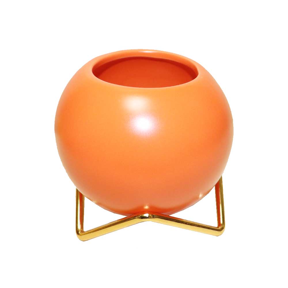 花瓶　鉢植え　陶器　フラワー　ボウル　水抜き穴なしタイプ　カラー：オレンジ