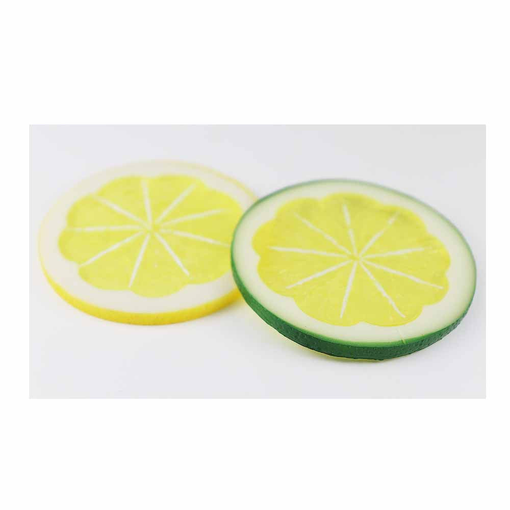 野菜模型　レモン（イエロー＆グリーン）　カットレモン　輪切り　スライス10個パック　食品サンプル　直径約6cm　厚み4mm　イエロー5個・グリーン5個